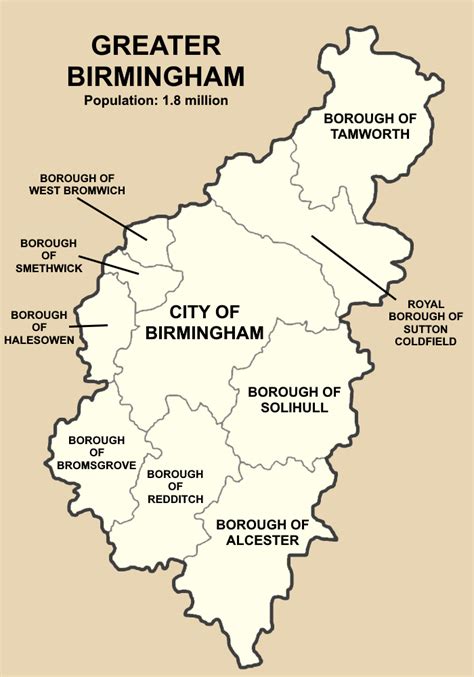 Greater Birmingham And Its Administrative Divisions Rimaginarymaps