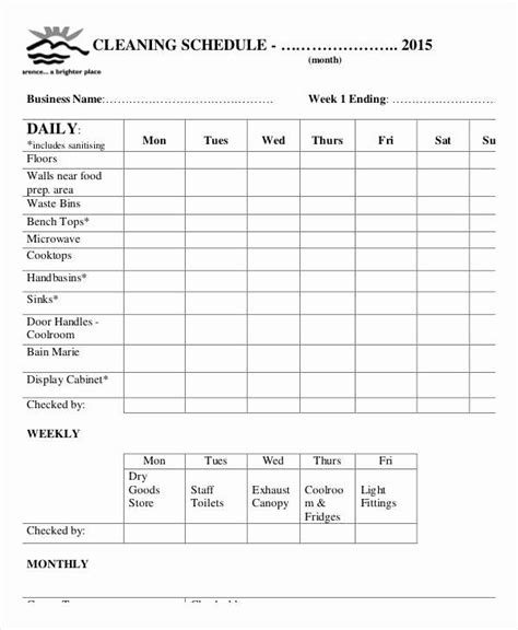 40 Weekly Cleaning Schedule Template In 2020 Cleaning Checklist
