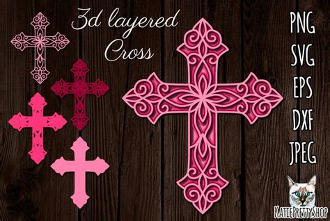 3d Layered Cross Svg Bundle Layered Cut Files Crosses Etsy