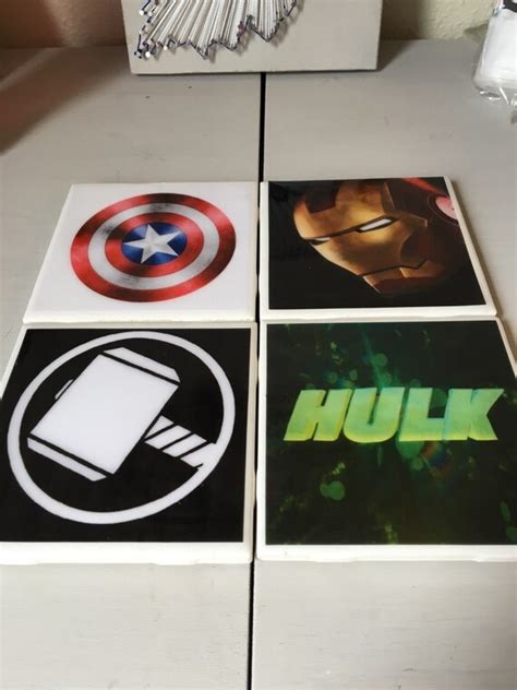 Marvel Superhero Coaster Set Etsy