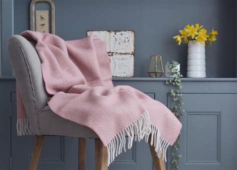 Dusky Pink Herringbone Armchair Throw The British Blanket Company