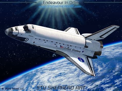 Space shuttle endeavour is ferried by nasa's 747 shuttle carrier aircraft (sca) over ellington field in the early morning hours of september 20, 2012 as it. Space Shuttle Endeavour - Stu Shepherd Art