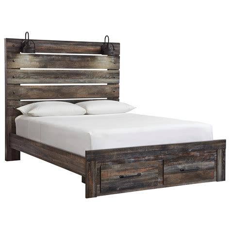 Signature Design By Ashley Drystan Rustic Queen Panel Bed W Lights