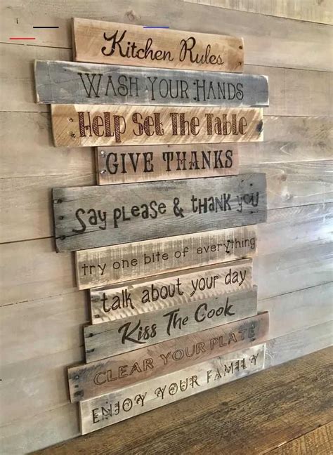 Kitchen Rules Signrustic Country Farmhouse Wood Wall Decor
