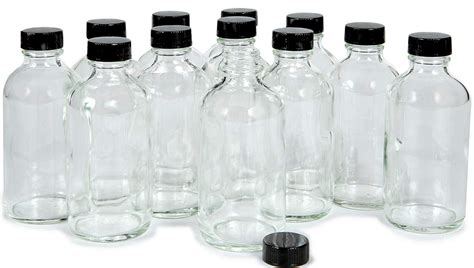 Vivaplex 12 Clear 4 Oz Glass Bottles With Lids