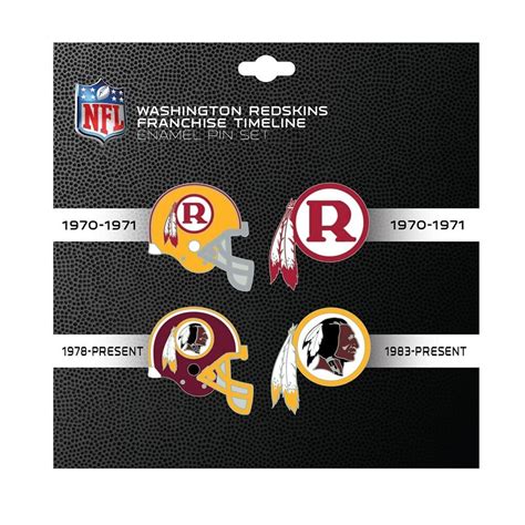 Nfl Washington Redskins Sports Team Logo 4 Pin Set Franchise Timeline