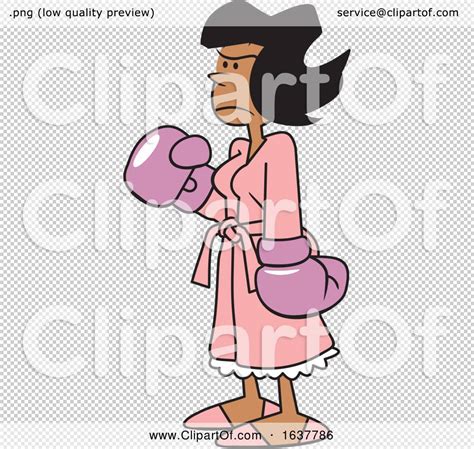 Cartoon Tough Black Woman Wearing Boxing Gloves By Johnny Sajem 1637786