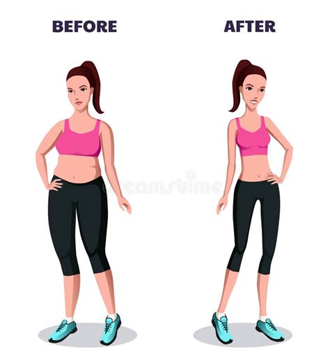 Thin And Fat Woman Before And After Weight Loss Stock Vector Illustration Of Attractive