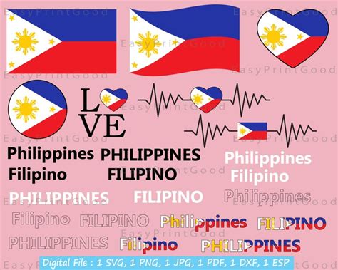 Philippines Flag Svg Bundle Filipino Flag Svg Philippines Etsy