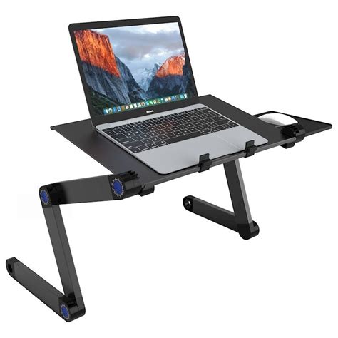 Slypnos Adjustable Laptop Stand Folding Portable Standing Desk Black