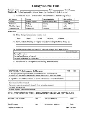 Restorative Nursing Referral Forms Fill And Sign Printable Template