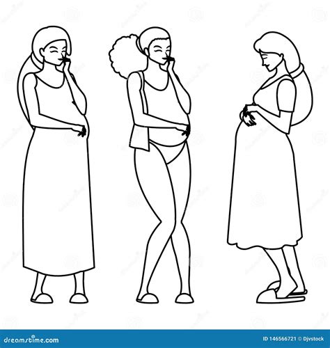 Group Of Beautiful Pregnancy Women Characters Stock Illustration Illustration Of Expectant