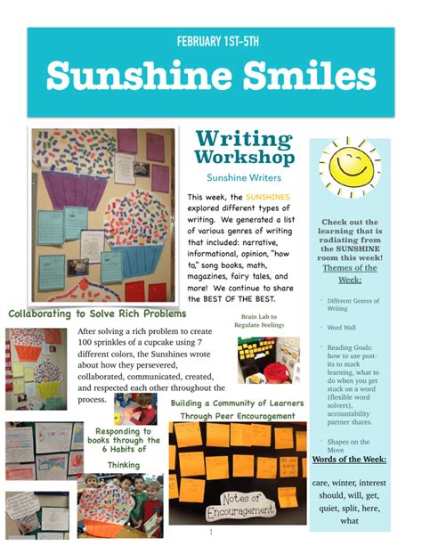 Sunshine Smiles Writing Workshop February 1st 5th