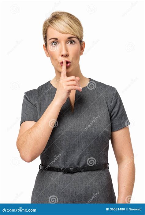 Serious Businesswoman Making Shhh Gesture Stock Photo Image 36531480