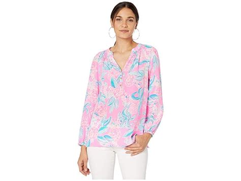 Lilly Pulitzer Elsa Top Womens Blouse Prosecco Pink Pinking Positive