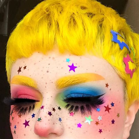 Yellow Hair Clowncore Stickers Alt Makeup Edgy Makeup Makeup Inspo Makeup Inspiration