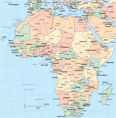 Mapa actualizado del continente africano. Mapa Politico de África - Tamaño completo