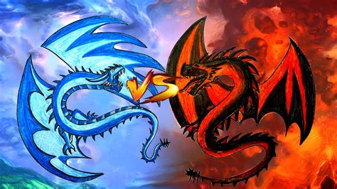 Draw Dragon Of Ice Vs Dragon Of Fire I Dragon Fighting Drawing Tutorial