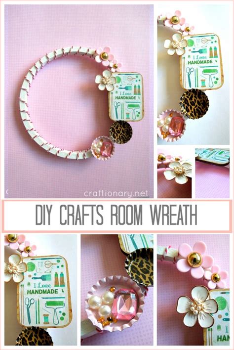 Old dresser for craft room storage. DIY Embroidery Hoop Wreath (Crafts room tutorial ...