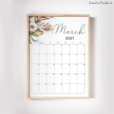 Printable Wall Calendar 2021 Watercolor Calendar 2021 Etsy