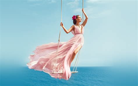 Hn24 Natalie Portman Summer Dress Sea Swing Wallpaper