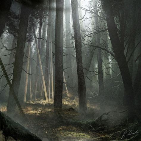 Mist Forest By Daroz On Deviantart Fantasy Landscape Concept Art