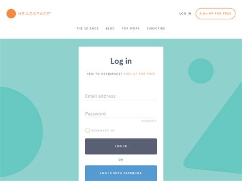 Headspace Login Signup Uplabs
