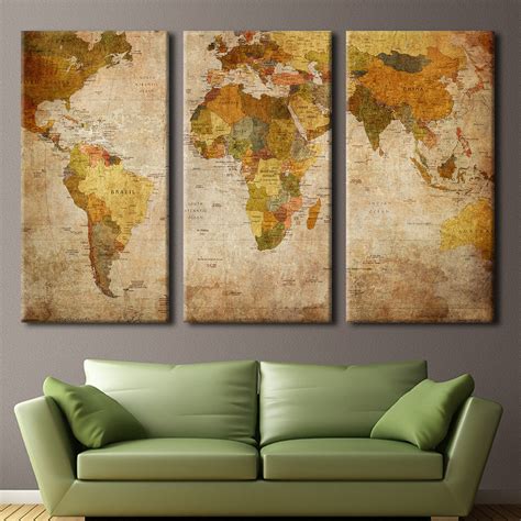 World Map Multi Panel Canvas Wall Art Elephantstock