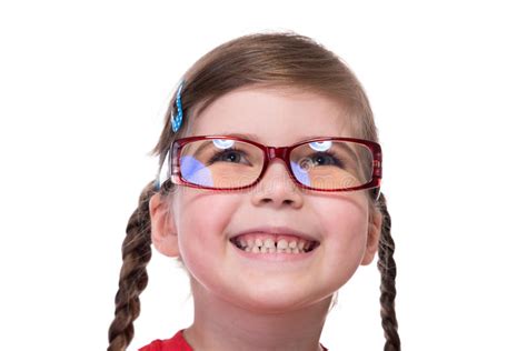 Close Up Portret Of Little Girl Wearing Glasses Stock Photo Image Of