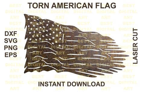 Tattered Flag Torn American Flag Svg Eps Dxf Png Cut File Cnc Etsy