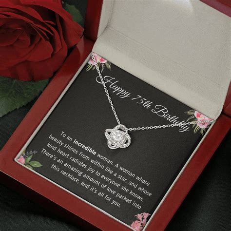 Happy 75th Birthday Jewelry T For A Woman Turning 75 Necklace With