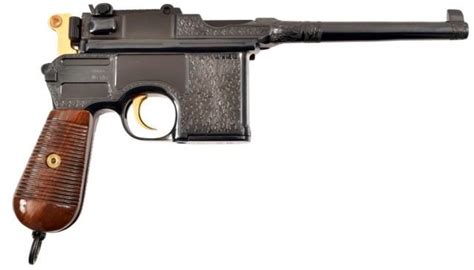 Engraved Broom Handle Mauser C96 Pistol