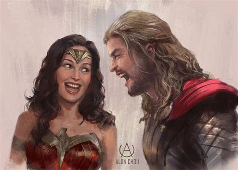 Wonder Woman And Thor By Alonchou On Deviantart