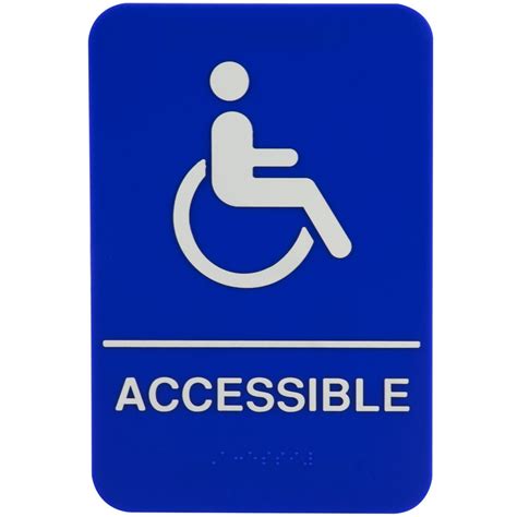 Ada Handicap Accessible Sign With Braille Blue And White 9 X 6