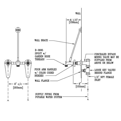 Not only does it free up more counter space, but it can also be positioned a little higher on the wall to give you plenty of room to move in the sink. T&S B-0697-ST Wall Mount Service Sink Faucet with 8 ...