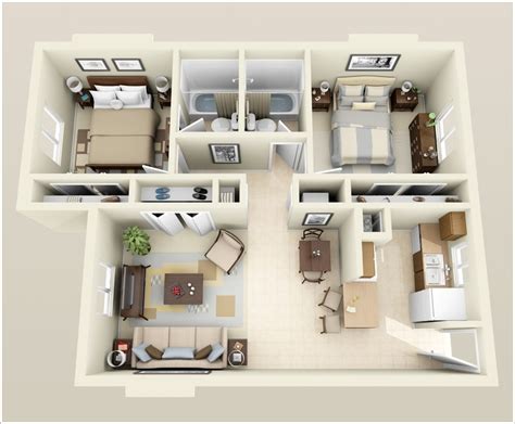 Explore 2 bedroom floor plans now all our 2 bedroom floor plans can be easily modified. 10 Awesome Two Bedroom Apartment 3D Floor Plans ...