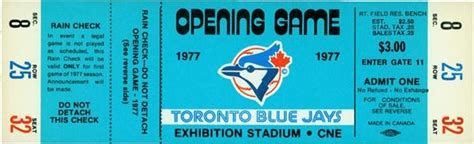 1977 Toronto Blue Jays First Game Full Ticket