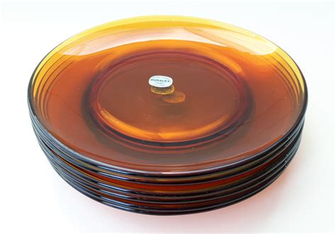 Vintage Duralex Amber Glass Plates