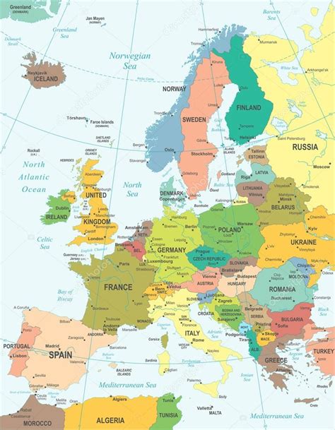 Europe Map Illustration — Stock Vector © Dikobrazik 79357834