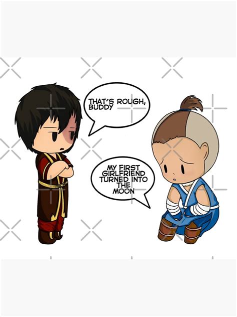 atla chibi sticker of zuko and sokka poster by lola ly redbubble