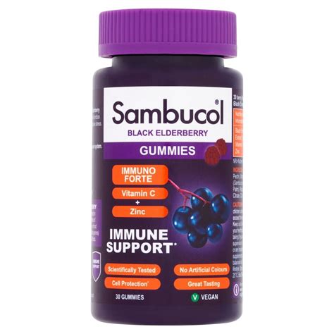 sambucol black elderberry immuno forte gummies 30 tesco groceries