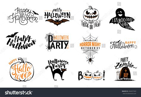 Happy Halloween Overlays Lettering Labels Design Stock Vector Royalty