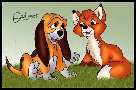 How To Draw The Fox And The Hound Step By Step Drawing Guide By Dawn