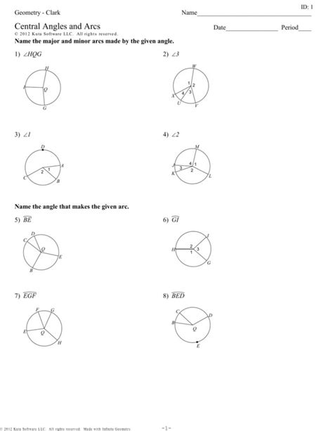 Arcs And Angles Worksheet