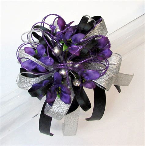 Purple And Black Prom Wrist Corsages Etsy Wrist Corsage Prom Wrist