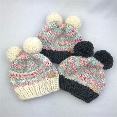Double Pom Beanies In Pretty Pastels 💕 Knitted Hats Yarn Crochet