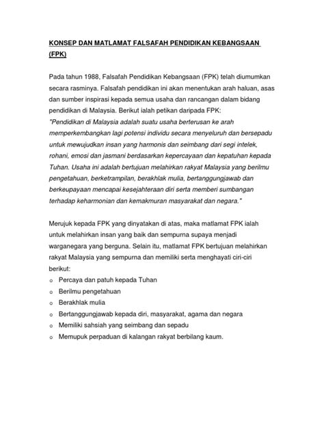 Dr 1420411047 program pascasarjana konsentrasi pendidikan agama islam universitas islam negeri sunan… Konsep Dan Matlamat Falsafah Pendidikan Kebangsaan