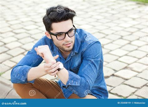 Handsome Young Man Posing Outdoors Stock Image Image Of Clothing