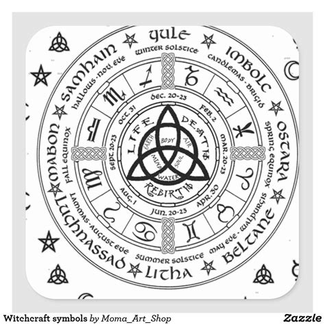Witchcraft Symbols Square Sticker Witchcraft Symbols