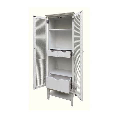 Magnolia Louvered 2 Door Tall White Storage Cabinet Cvfzr3682 By